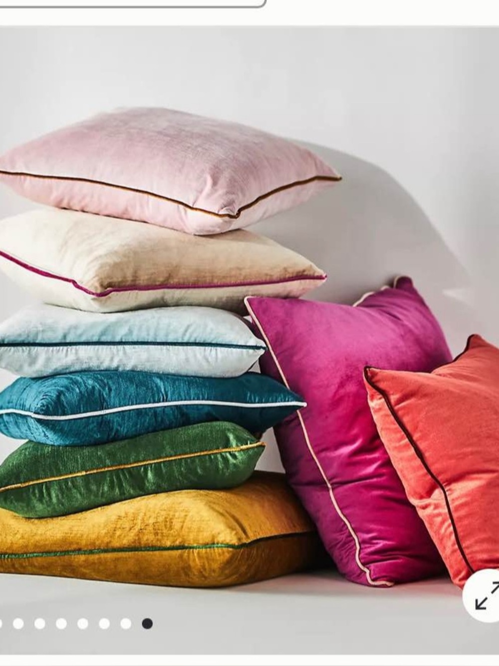 Anthropologie Velvet down pillows set of 2